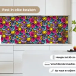 Patroon - Hippie - Bloemen - Paars keuken achterwand 2 middel 871 -sfeer4_NL