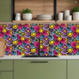 Patroon - Hippie - Bloemen - Paars keuken achterwand 2 middel 871 -sfeer3