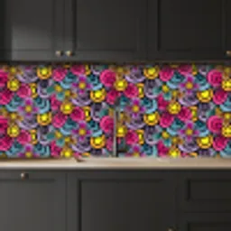 Patroon - Hippie - Bloemen - Paars keuken achterwand 2 middel 871 -sfeer1