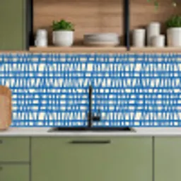Ruitpatroon - Blauw - Crème keuken achterwand 2 middel 871 -sfeer3