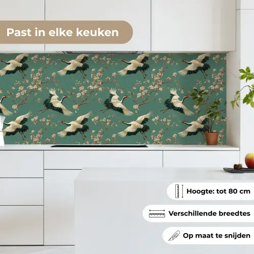 Kersenbloesem - Kraamvogels - Groen keuken achterwand 2 middel 871 -sfeer4_NL