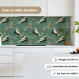 Kersenbloesem - Kraamvogels - Groen keuken achterwand 2 middel 871 -sfeer4_NL