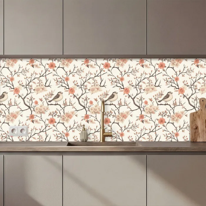 Kersenbloesem - Mus - Roze keuken achterwand 2 middel 871 zz_3dshopping