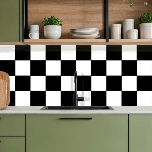 Schaakbord - Patronen - Zwart Wit keuken achterwand 2 middel 871 -sfeer3