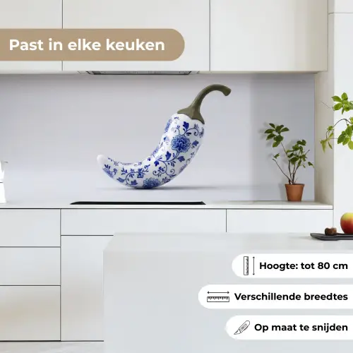 Chilipeper - Keramiek - Blauw keuken achterwand 2 middel -sfeer4_NL
