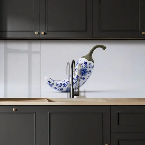 Chilipeper - Keramiek - Blauw keuken achterwand 2 middel -sfeer1
