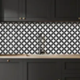 Cirkel - Patroon - Zwart - Wit keuken achterwand 2 middel 871 -sfeer1