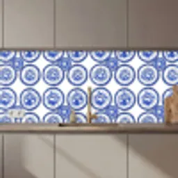 Cirkels - Bloemen - Blauw keuken achterwand 2 middel 871 zz_3dshopping