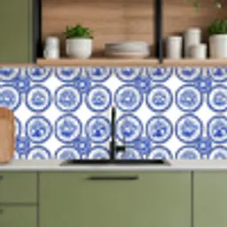 Cirkels - Bloemen - Blauw keuken achterwand 2 middel 871 -sfeer3