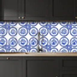 Cirkels - Bloemen - Blauw keuken achterwand 2 middel 871 -sfeer1