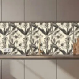 Klassiek - Botanisch - Zwart - Beige keuken achterwand 2 middel 871 zz_3dshopping
