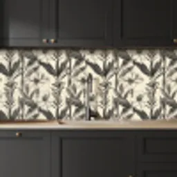 Klassiek - Botanisch - Zwart - Beige keuken achterwand 2 middel 871 -sfeer1