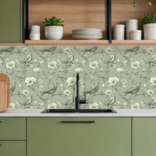 Klassiek - Botanisch - Groen keuken achterwand 2 middel 871 -sfeer3