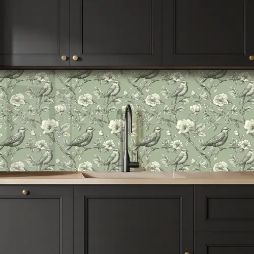 Klassiek - Botanisch - Groen keuken achterwand 2 middel 871 -sfeer1