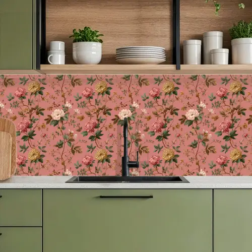 Klassiek - Botanisch - Roze keuken achterwand 2 middel 871 -sfeer3