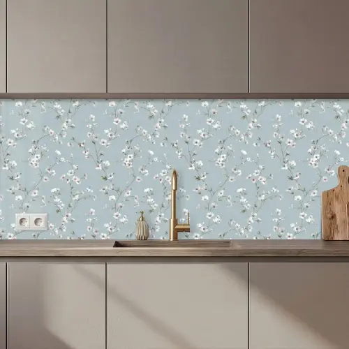 Klassiek - Bloemen - Blauw keuken achterwand 2 middel 871 zz_3dshopping