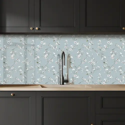Klassiek - Bloemen - Blauw keuken achterwand 2 middel 871 -sfeer1