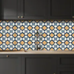 Klassiek - Geometrisch - Blauw keuken achterwand 2 middel 871 -sfeer1