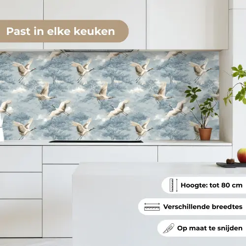 Wolken - Kraanvogels - Blauw keuken achterwand 2 middel 871 -sfeer4_NL