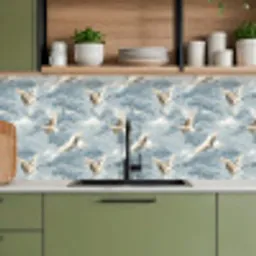 Wolken - Kraanvogels - Blauw keuken achterwand 2 middel 871 -sfeer3