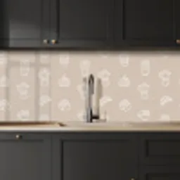 Koffie - Broodjes - Beige - Patroon keuken achterwand 2 middel -sfeer1