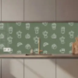 Koffie - Broodjes - Groen - Patroon keuken achterwand 2 middel zz_3dshopping