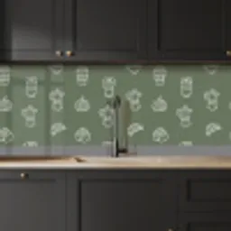 Koffie - Broodjes - Groen - Patroon keuken achterwand 2 middel -sfeer1