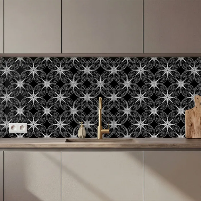 Kompas - Patronen - Zwart Wit keuken achterwand 2 middel 871 zz_3dshopping