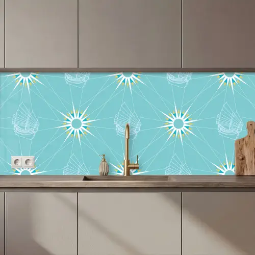Kompas - Zeilen - Boot - Patronen keuken achterwand 2 middel 871 zz_3dshopping