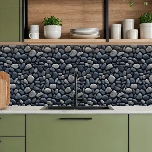 Koele - Grijze - Kiezels keuken achterwand 2 middel 871 -sfeer3