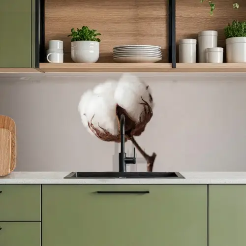 Katoenbol - Minimalistisch - Wit keuken achterwand 2 middel -sfeer3