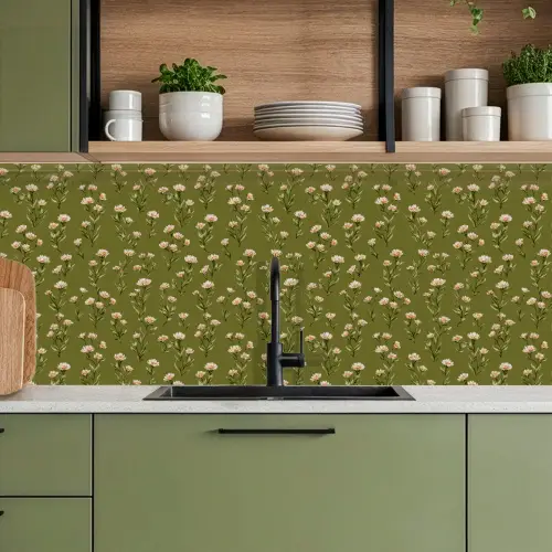 Landelijk - Bloemen - Groen keuken achterwand 2 middel 871 -sfeer3