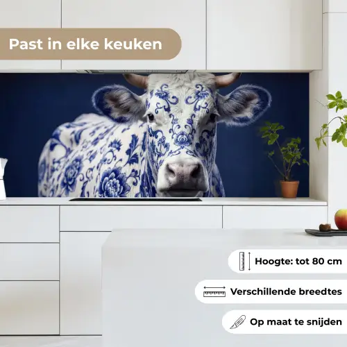 Koe - Delfts - Blauw - Artistiek keuken achterwand 2 middel -sfeer4_NL