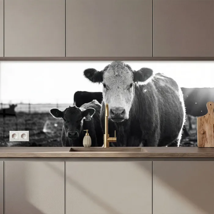 Koeien - Zwart - Wit keuken achterwand 2 middel zz_3dshopping