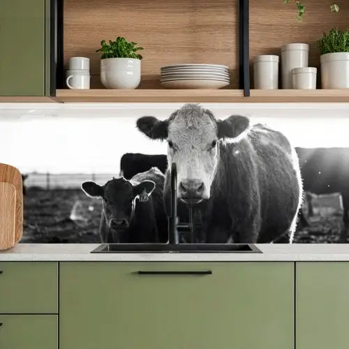 Koeien - Zwart - Wit keuken achterwand 2 middel -sfeer3