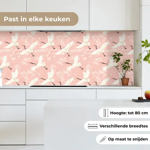 Kraanvogels - Bloesem - Roze keuken achterwand 2 middel 871 -sfeer4_NL