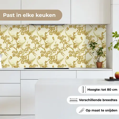 Kraanvogels - Kersenbloesem - Goud keuken achterwand 2 middel 871 -sfeer4_NL