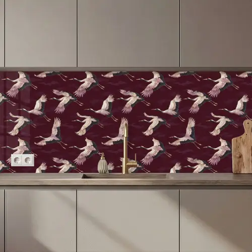 Kraanvogels - Klassiek - Bordeaux keuken achterwand 2 middel 871 zz_3dshopping