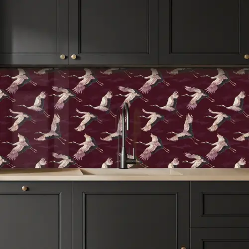 Kraanvogels - Klassiek - Bordeaux keuken achterwand 2 middel 871 -sfeer1