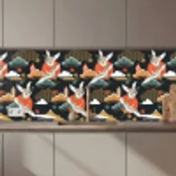 Kraanvogel - Wolken - Japan - Patroon keuken achterwand 2 middel 871 zz_3dshopping