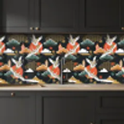 Kraanvogel - Wolken - Japan - Patroon keuken achterwand 2 middel 871 -sfeer1