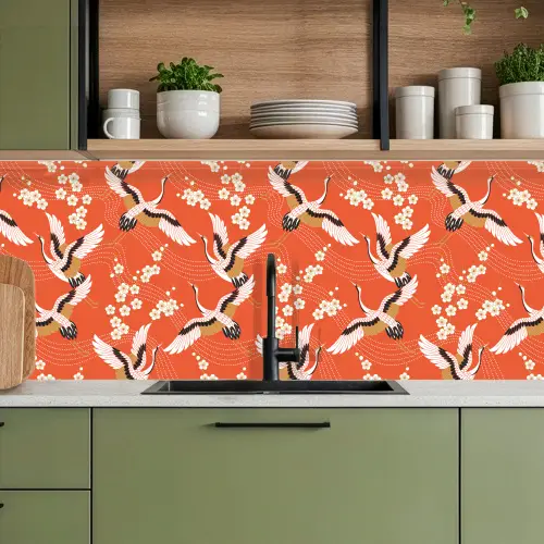 Kraanvogel - Sakura - Patronen - Japans keuken achterwand 2 middel 871 -sfeer3