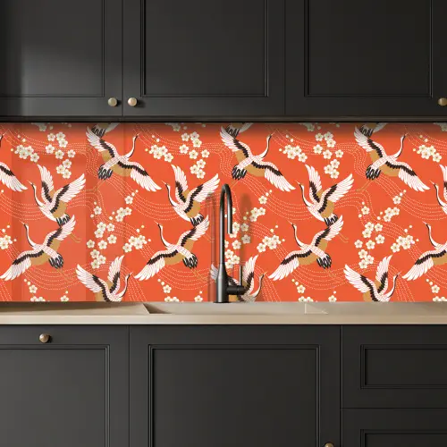 Kraanvogel - Sakura - Patronen - Japans keuken achterwand 2 middel 871 -sfeer1