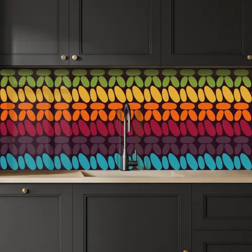 Haakpatronen - Retro - Regenboog keuken achterwand 2 middel 871 -sfeer1