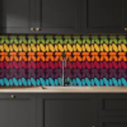 Haakpatronen - Retro - Regenboog keuken achterwand 2 middel 871 -sfeer1