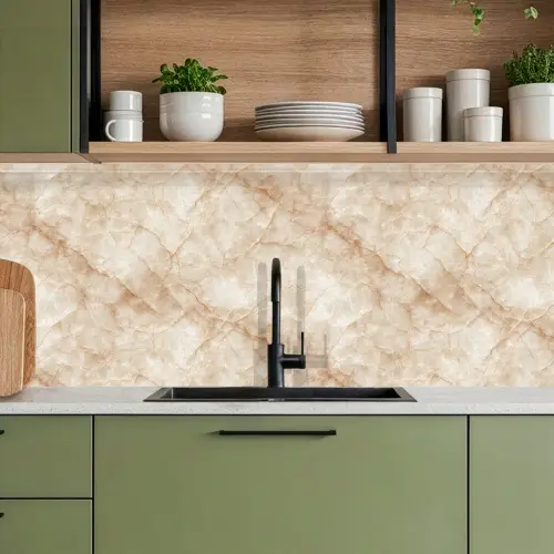Kristalstructuur - Bruin - Marmer keuken achterwand 2 middel 871 -sfeer3