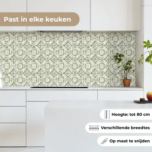 Krulornament - Tegel - Groen keuken achterwand 2 middel 871 -sfeer4_NL