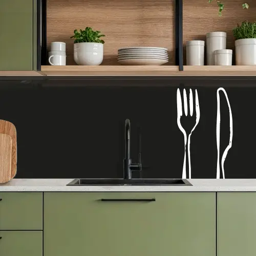 Bestek - Staand - Zwart - Wit keuken achterwand 2 middel -sfeer3