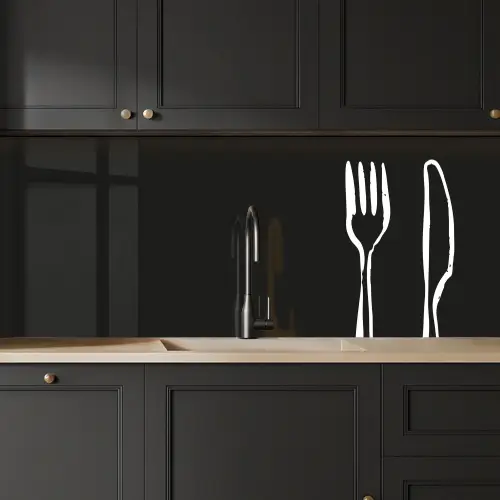Bestek - Staand - Zwart - Wit keuken achterwand 2 middel -sfeer1