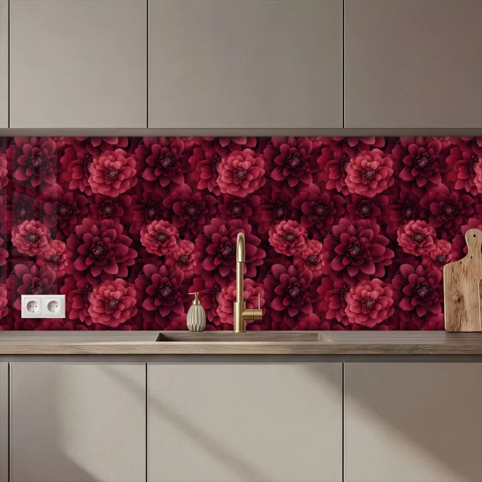 Dahlias - Bloemen - Rood keuken achterwand 2 middel 871 zz_3dshopping